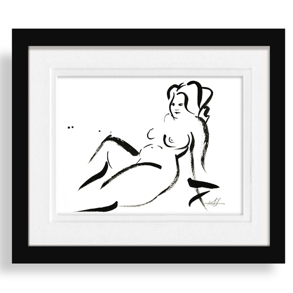 Original Ink Painting - Brushstroke Nude Goddess 13